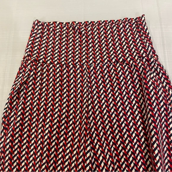 CAbi XS Geometric Wide Leg Crop Pants Red Navy High Rise Boho (flaw) - Picture 5 of 9